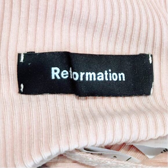 Reformation Macey Bodysuit Sleeveless Tie Shoulder Ribbed Soft Pink Womens Sz S - Picture 4 of 10